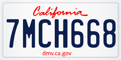 CA license plate 7MCH668