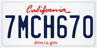 CA license plate 7MCH670