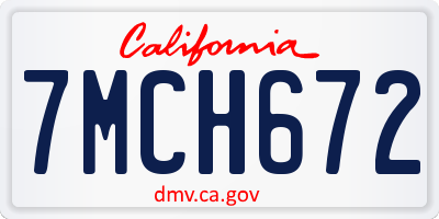 CA license plate 7MCH672