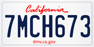 CA license plate 7MCH673