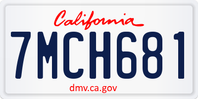 CA license plate 7MCH681