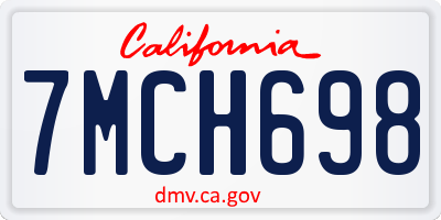 CA license plate 7MCH698