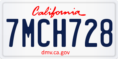 CA license plate 7MCH728