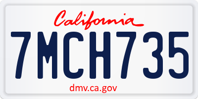 CA license plate 7MCH735