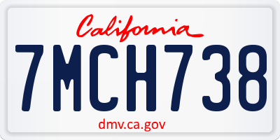 CA license plate 7MCH738