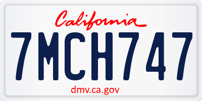 CA license plate 7MCH747