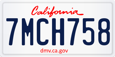 CA license plate 7MCH758