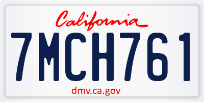 CA license plate 7MCH761