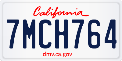 CA license plate 7MCH764