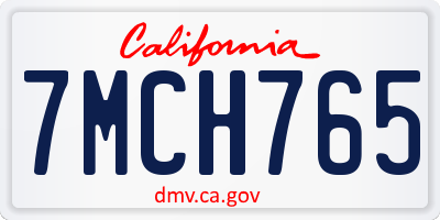 CA license plate 7MCH765