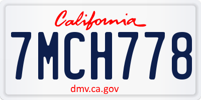 CA license plate 7MCH778