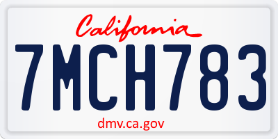 CA license plate 7MCH783