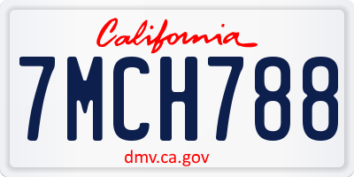CA license plate 7MCH788