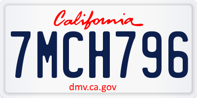 CA license plate 7MCH796