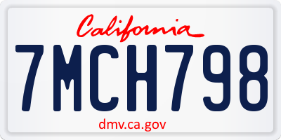 CA license plate 7MCH798