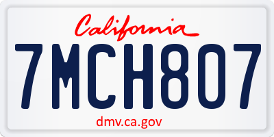 CA license plate 7MCH807
