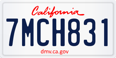 CA license plate 7MCH831