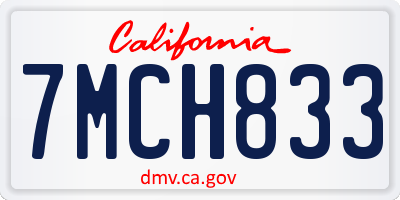 CA license plate 7MCH833