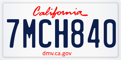 CA license plate 7MCH840