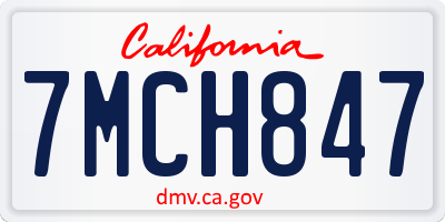 CA license plate 7MCH847