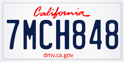 CA license plate 7MCH848
