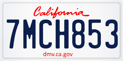 CA license plate 7MCH853
