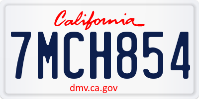 CA license plate 7MCH854