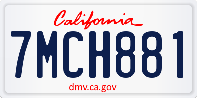 CA license plate 7MCH881