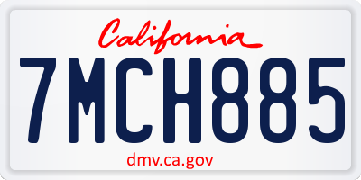 CA license plate 7MCH885