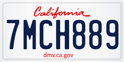 CA license plate 7MCH889