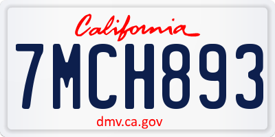 CA license plate 7MCH893