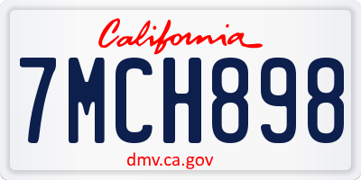 CA license plate 7MCH898