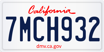 CA license plate 7MCH932