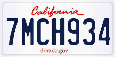 CA license plate 7MCH934