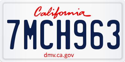 CA license plate 7MCH963