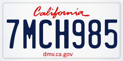 CA license plate 7MCH985