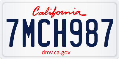 CA license plate 7MCH987