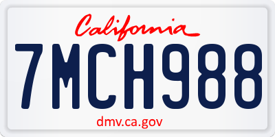 CA license plate 7MCH988