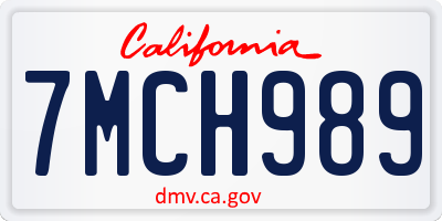 CA license plate 7MCH989