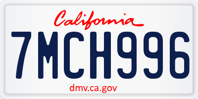 CA license plate 7MCH996