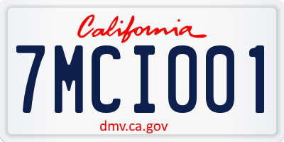 CA license plate 7MCI001