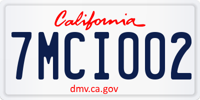 CA license plate 7MCI002