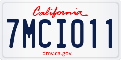 CA license plate 7MCI011