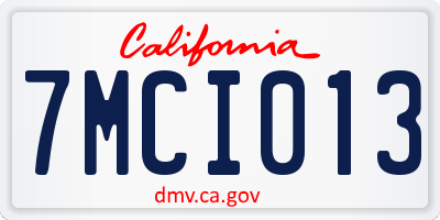 CA license plate 7MCI013