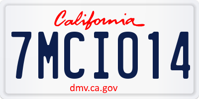 CA license plate 7MCI014