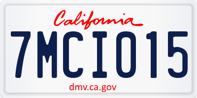 CA license plate 7MCI015