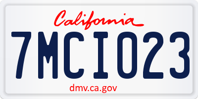 CA license plate 7MCI023