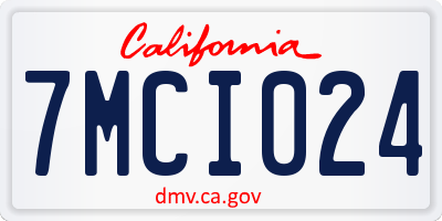 CA license plate 7MCI024