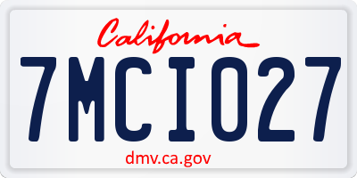 CA license plate 7MCI027