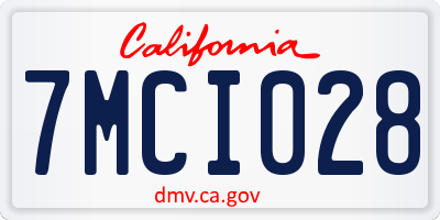 CA license plate 7MCI028